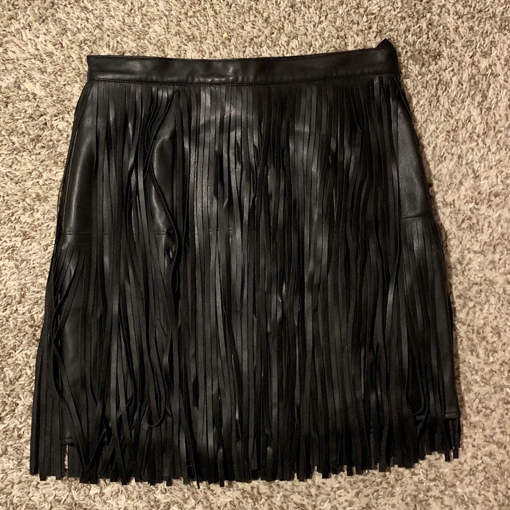 n:PHILANTHROPY Clover Vegan Leather Fringe Skirt
